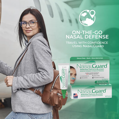 NasalGuard Airborne Particle Blocker Gel – Drug-Free, Travel-Ready Protection (Made in USA, Menthol)