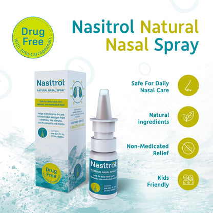 Nasitrol Natural Nasal Spray - All-Natural Saline Mist for Congestion & Daily Nose Care | 25 mL