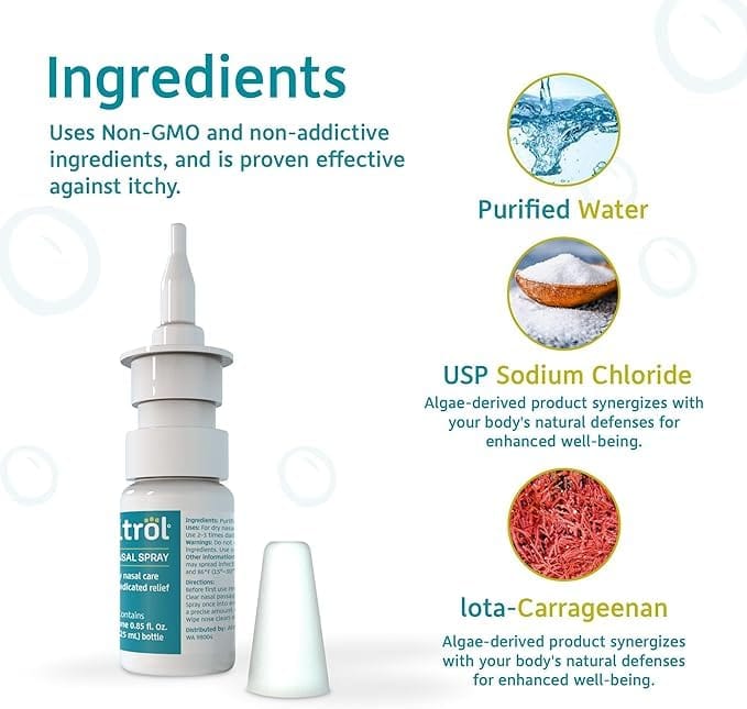 Nasitrol Natural Nasal Spray – Saline Daily Mist for Moisturized Sinuses (Pack of 2, 1.7 fl oz each)