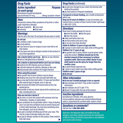 Nasonex 24HR Allergy Nasal Spray – Non-Drowsy, Scent-Free, Prescription-Strength (120 Sprays)