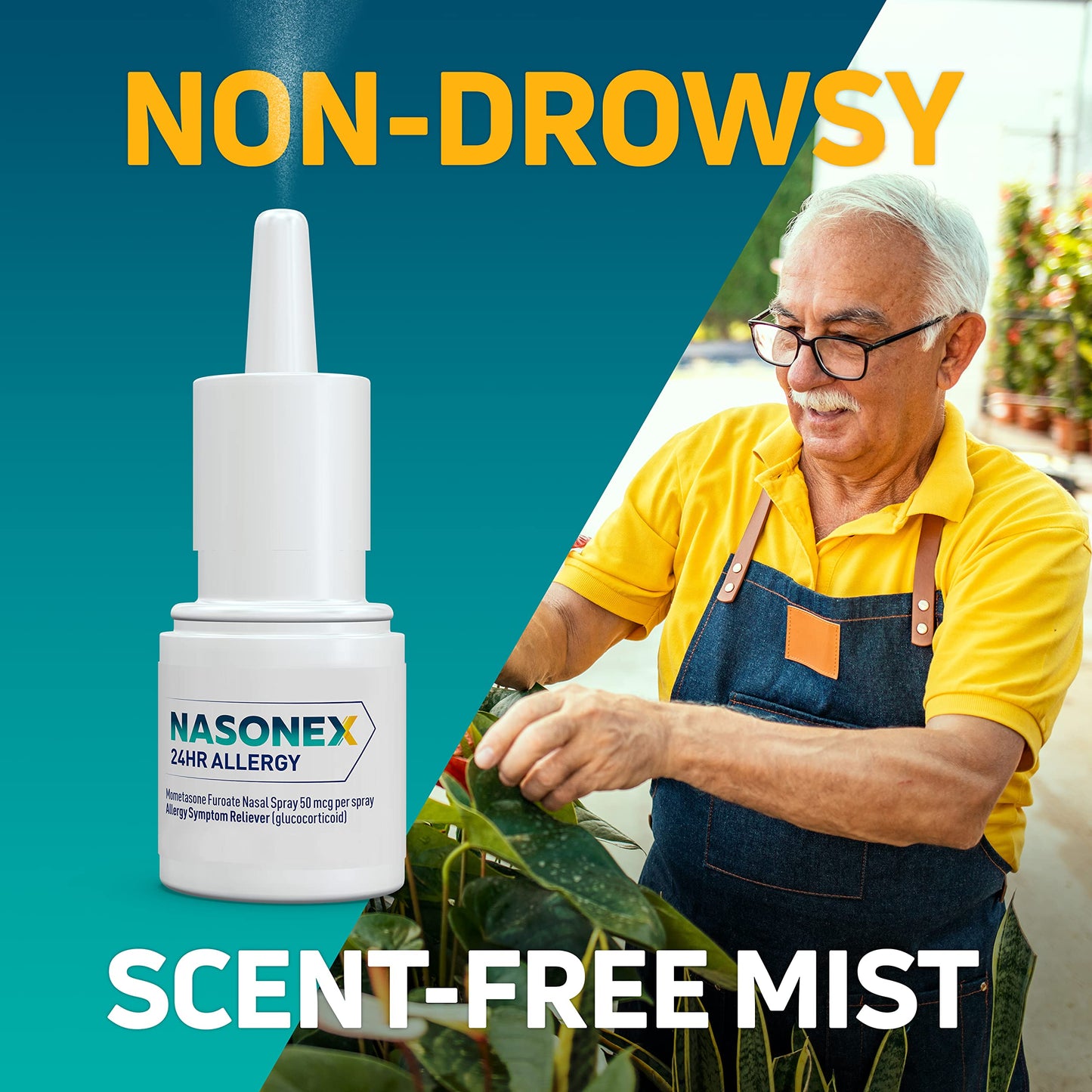 Nasonex 24HR Allergy Nasal Spray – Non-Drowsy, Scent-Free, Full Prescription Strength (60 Sprays)