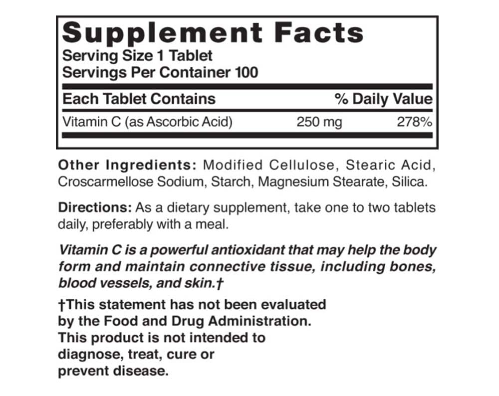 NAT B VIT C TB 250MG 100 | Nature's Blend Vitamin C 250 mg Tablets
