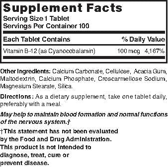 NAT B Vitamin B-12 TB 100MCG 100 – B12 Supplement | Nature's Blend