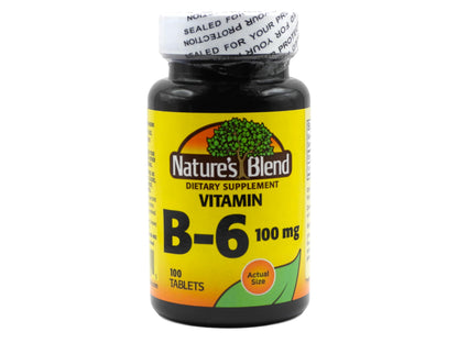 NAT B Vitamin B-6 TB 100MG – Vitamin B6 Supplement (100 Tablets)