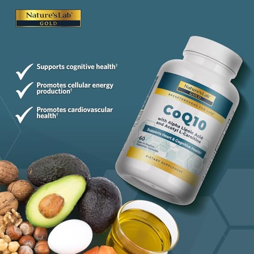 Nature's Lab Gold CoQ10 + Alpha Lipoic Acid + Acetyl L-Carnitine HCl – Heart Health & Energy