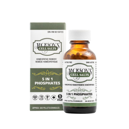 Jackson’s 5-in-1 Phosphates Cell Salt – Calc Phos 6X, Ferr Phos 6X, Kali Phos 6X, Mag Phos 6X, Nat Phos 6X | Vegan