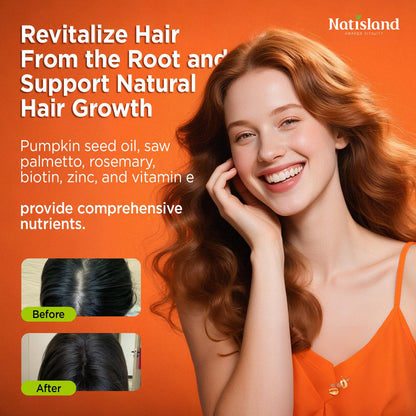 NATISLAND Pumpkin Seed Oil Gummies with Saw Palmetto – Hair Growth & Prostate Health (Sugar Free, Vegan, Pineapple) | 60 Count
