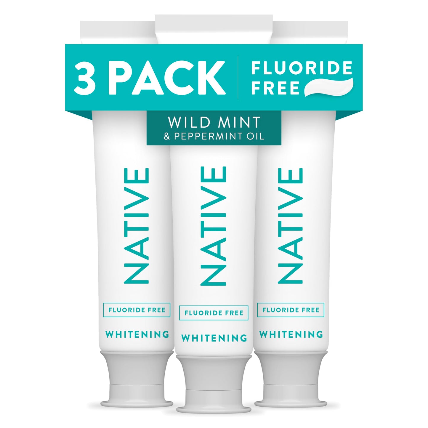 Native Fluoride-Free Whitening Toothpaste 4.1oz (3-Pack) – Wild Mint & Peppermint Oil