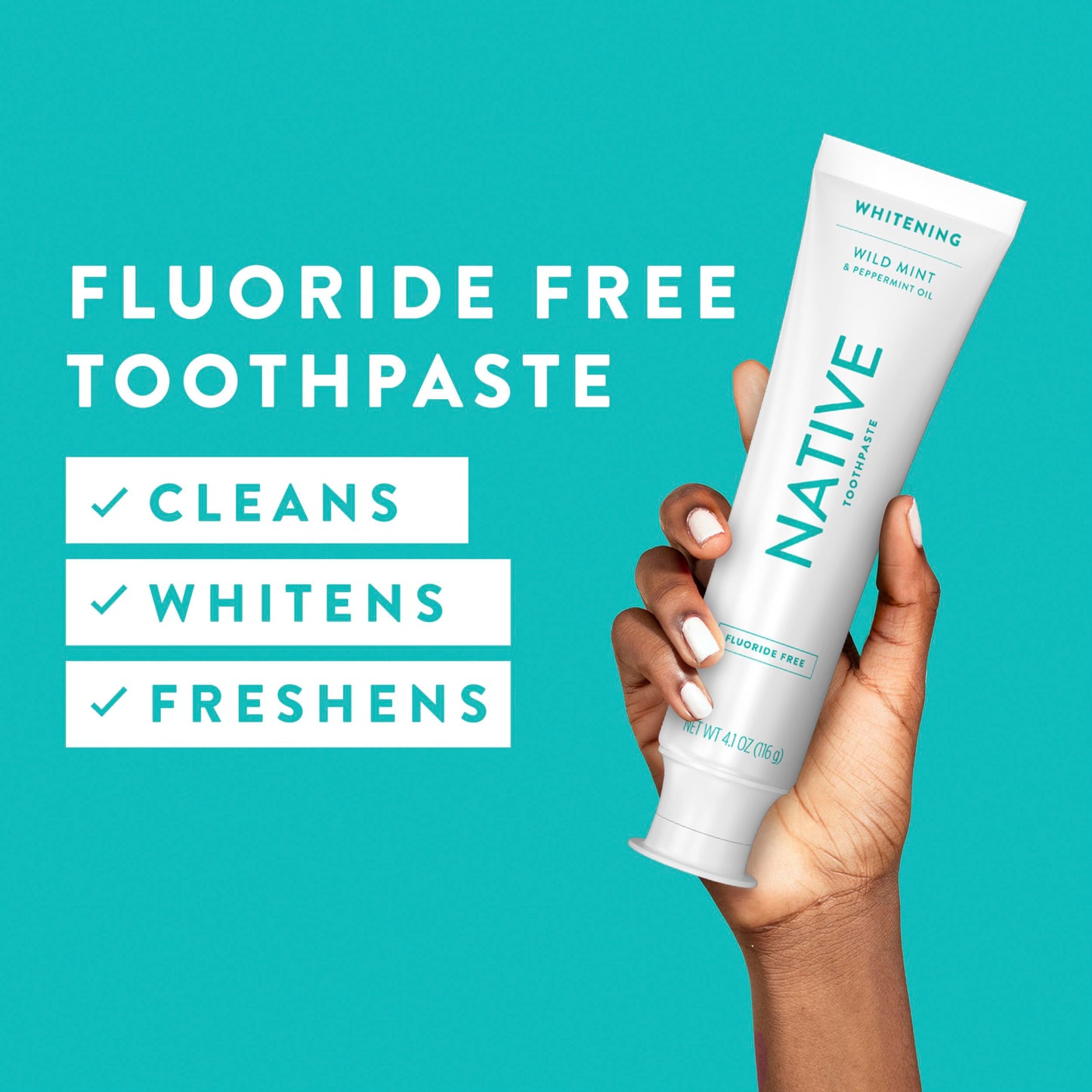 Native Fluoride-Free Whitening Toothpaste 4.1oz (3-Pack) – Wild Mint & Peppermint Oil