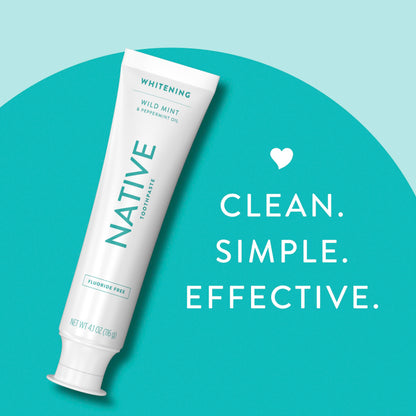Native Fluoride-Free Whitening Toothpaste 4.1oz (3-Pack) – Wild Mint & Peppermint Oil