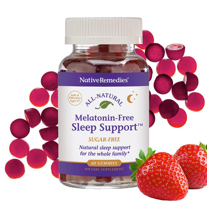Native Remedies Melatonin-Free Sleep Gummies – Sugar-Free Herbal Sleep Aid for Adults (GABA, Magnesium, L-Theanine & Valerian) – 60 Gummies