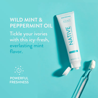 Native Toothpaste Wild Mint with Fluoride – 4.1 oz | Naturally-Derived Cleaners