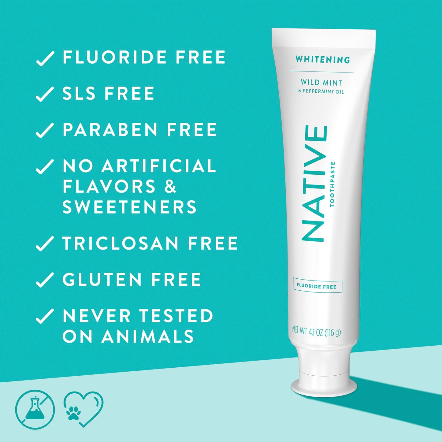 Native Fluoride-Free Whitening Toothpaste 4.1oz (3-Pack) – Wild Mint & Peppermint Oil