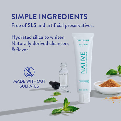 Native Toothpaste – Wild Mint, Fluoride Free, 4.1 oz