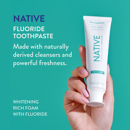 Native Toothpaste Wild Mint with Fluoride – 4.1 oz | Naturally-Derived Cleaners