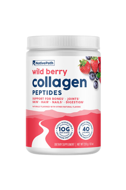NativePath Collagen Peptides – Grass-Fed Type 1 & 3, Wild Berry, 230g | Keto & Paleo