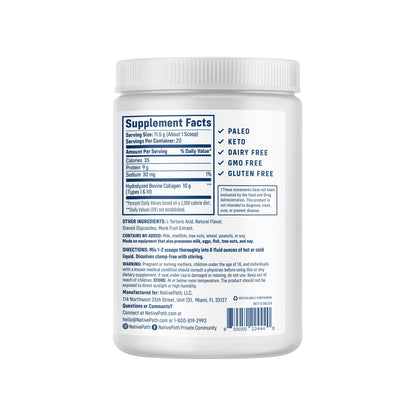 NativePath Collagen Peptides – Grass-Fed Type 1 & 3, Wild Berry, 230g | Keto & Paleo