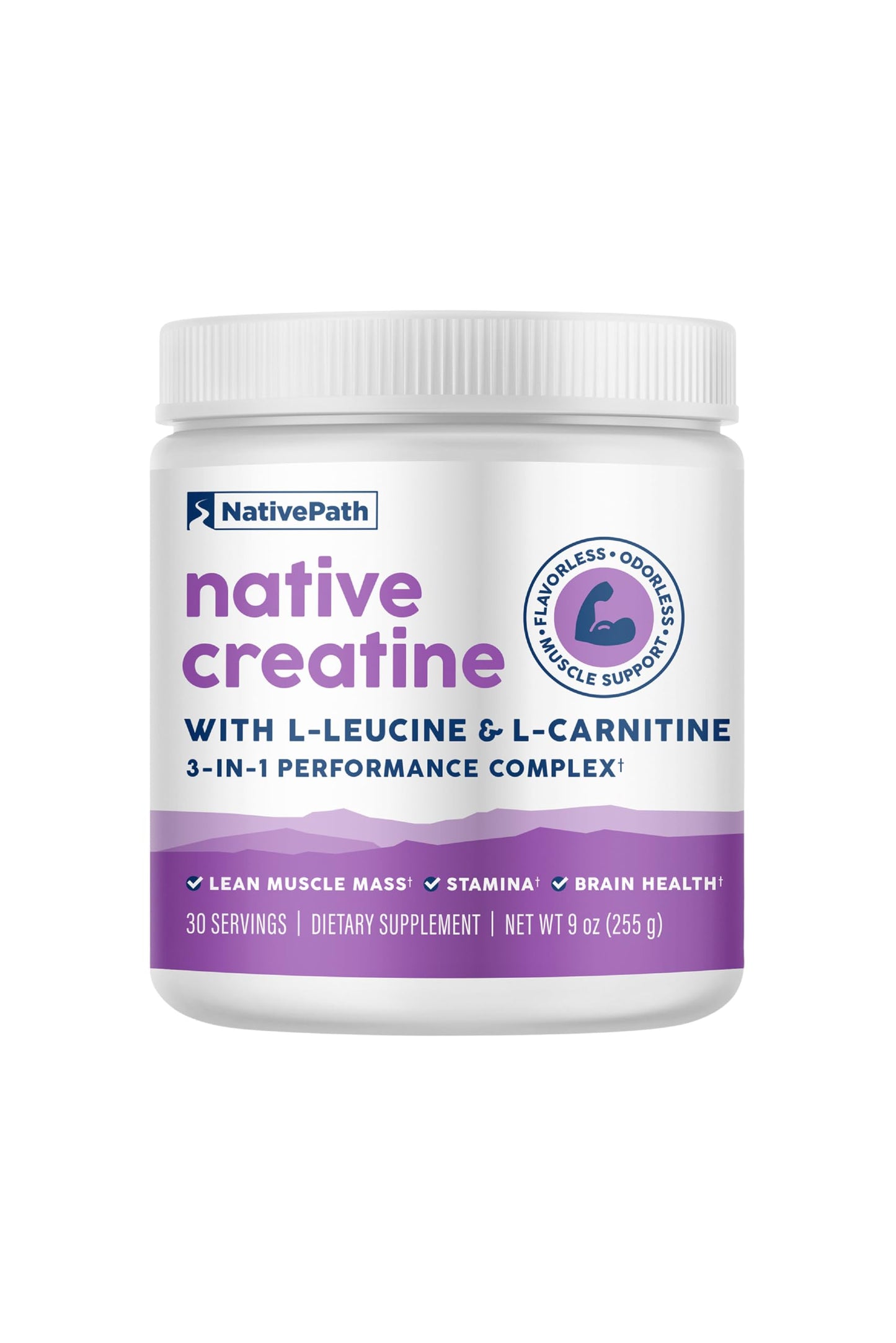 NativePath Creatine Monohydrate Powder with L-Leucine & L-Carnitine — 30 Servings