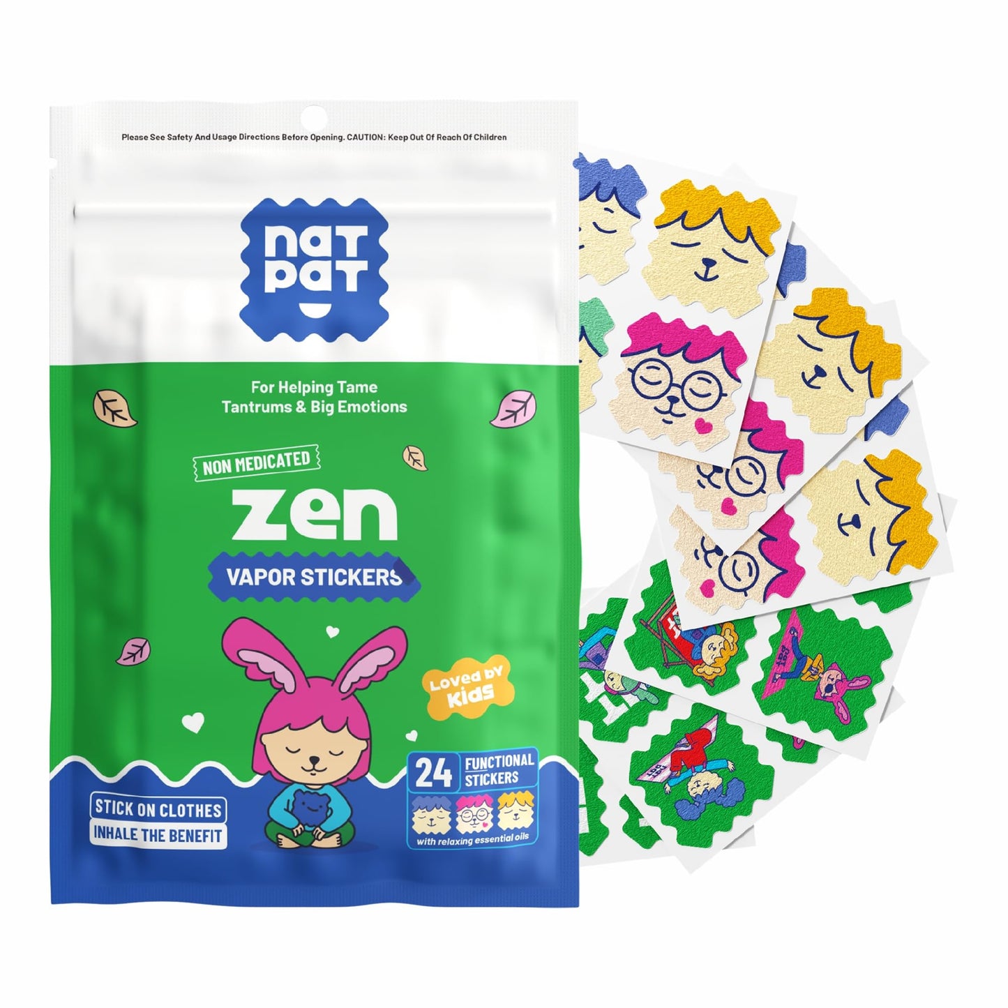 NATPAT Zen Patch Mood Calming Stickers – Chemical-Free Mood Support (24 Pack)