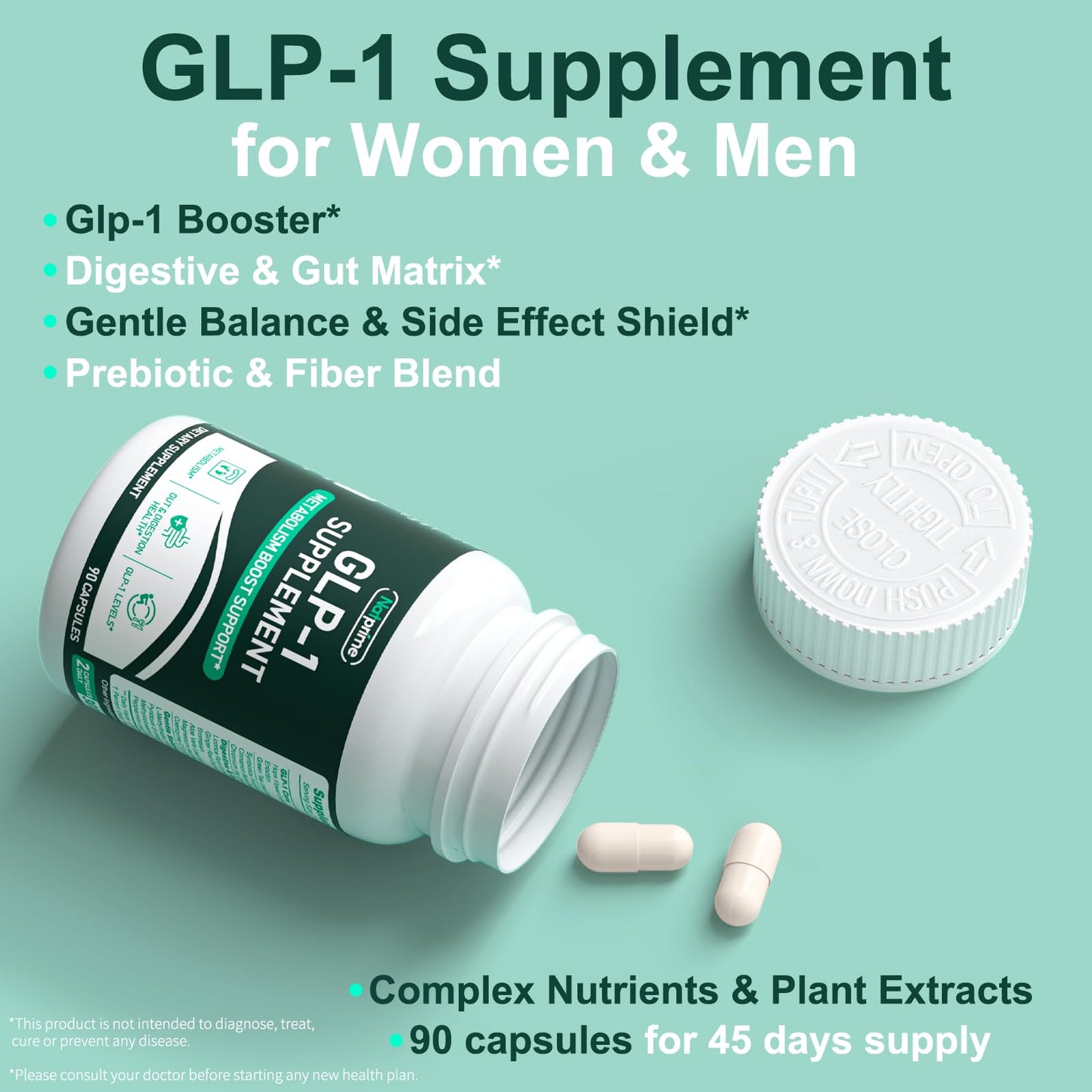 Natprime GLP-1 Supplement for Women & Men | Natural GLP-1 Support & Appetite Control - 90 Capsules