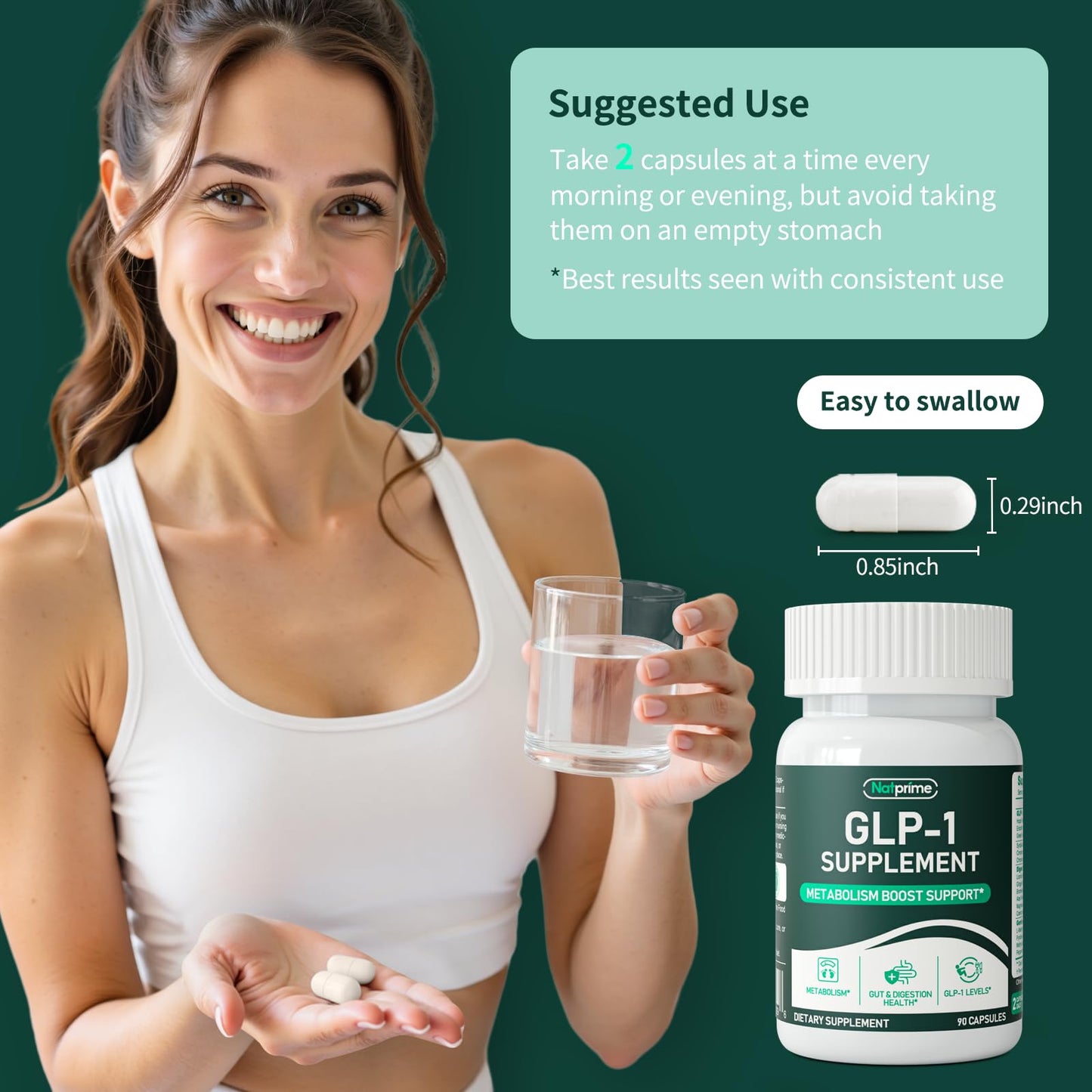 Natprime GLP-1 Supplement for Women & Men | Natural GLP-1 Support & Appetite Control - 90 Capsules