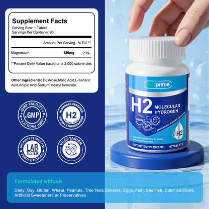Natprime Hydrogen Water Tablets - 12 PPM H2 with Magnesium (90 Count)