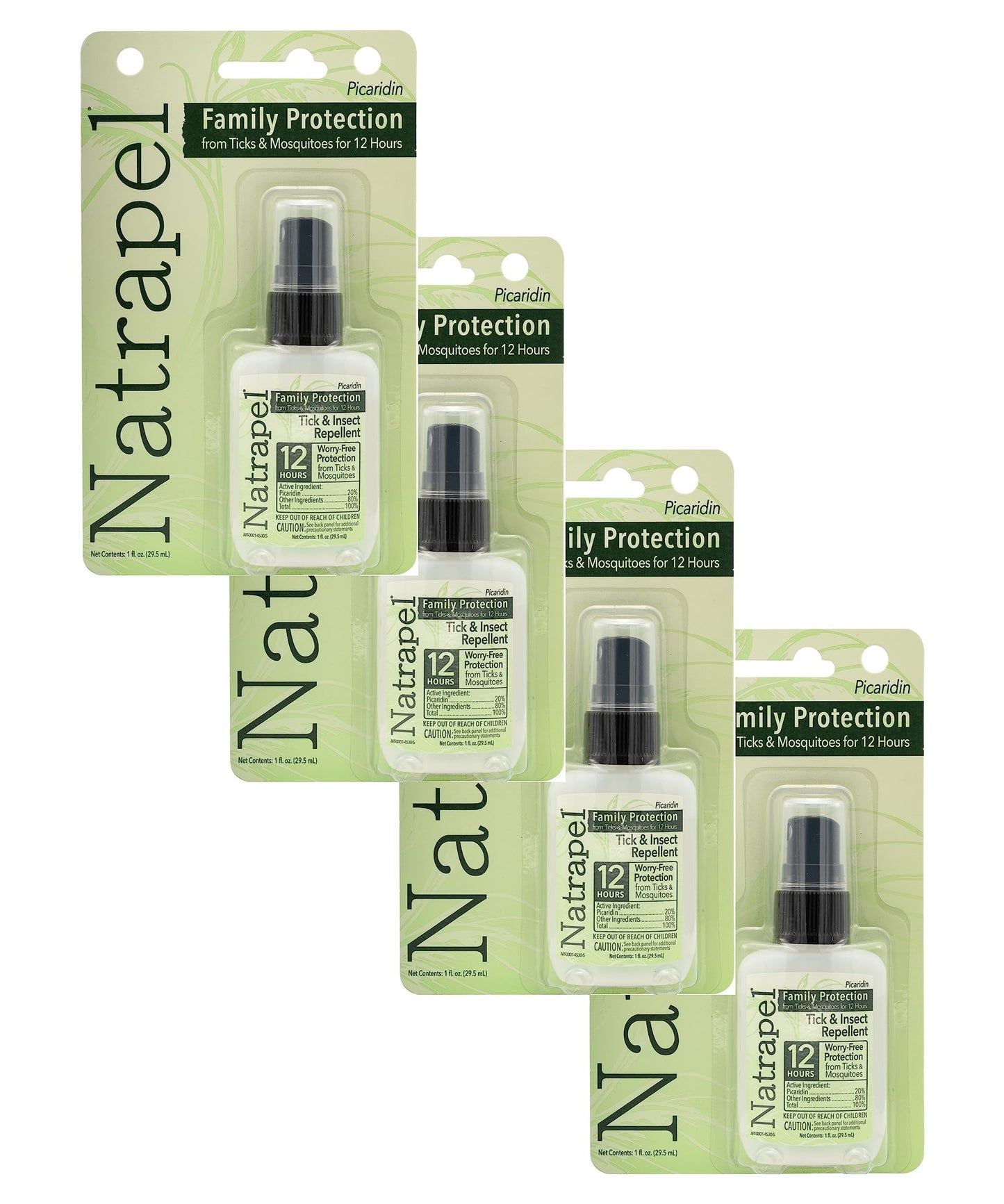 Natrapel Tick & Insect Repellent - 20% Picaridin, 12-Hour Protection, 1 oz (4 Pack)