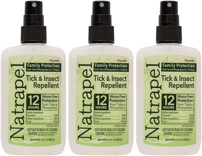 Natrapel Tick & Insect Repellent – 20% Picaridin, Up to 12 Hours Protection, 3-Pack (3.4 fl oz)