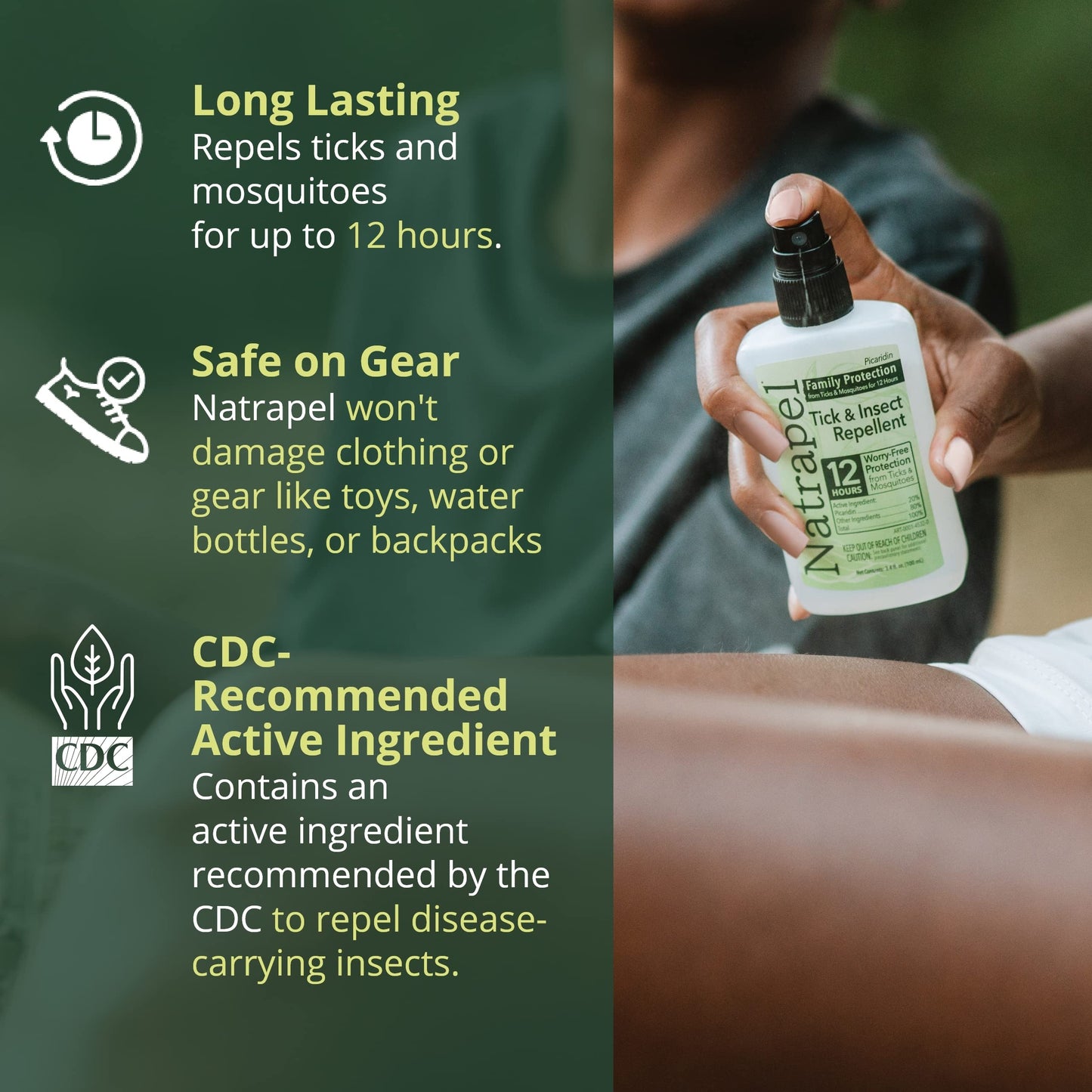 Natrapel Tick & Insect Repellent – 20% Picaridin, Up to 12 Hours Protection, 3-Pack (3.4 fl oz)