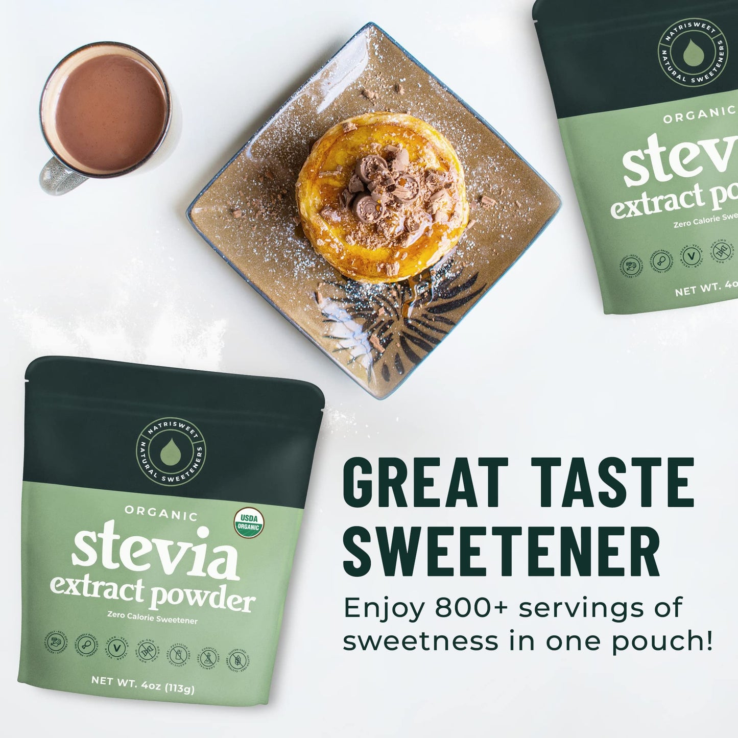 Organic 100% Pure Stevia Powder – 4 oz Jar, 800+ Servings | NatriSweet