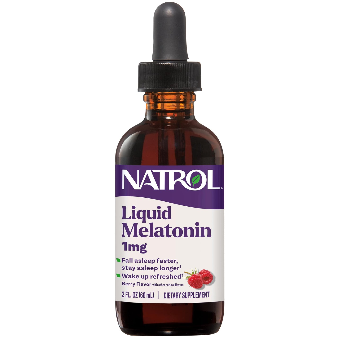Natrol Liquid Melatonin 1 mg – Berry Sleep Aid, 2 fl oz, 15 Servings