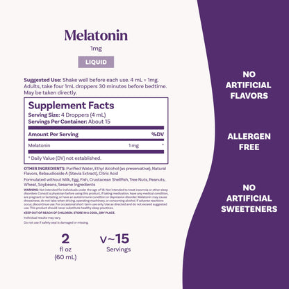 Natrol Liquid Melatonin 1 mg – Berry Sleep Aid, 2 fl oz, 15 Servings