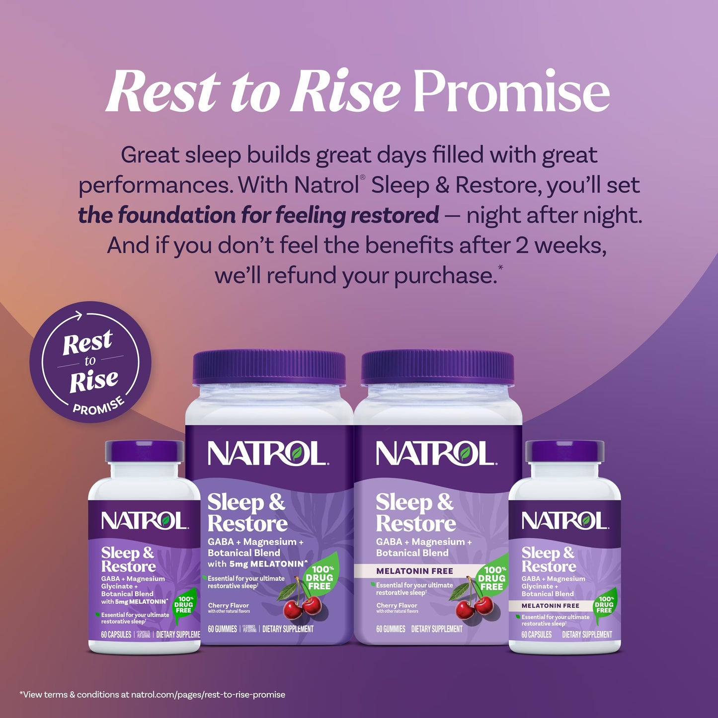 Natrol Sleep & Restore Calming Drink Mix with Magnesium Glycinate – Cherry, 10 Stick Packs