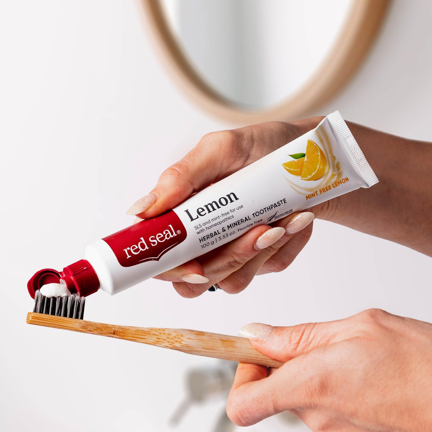 Red Seal Lemon Toothpaste - Fluoride Free, Mint-Free, Vegan, SLS Free, NATRUE Certified Natural | 3.53 oz