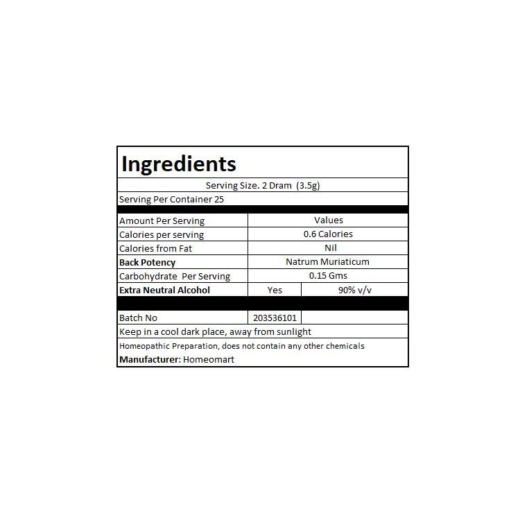 Natrum Muriaticum Homeopathy Pellets 1M Potency – Pack of 2 | Homeomart