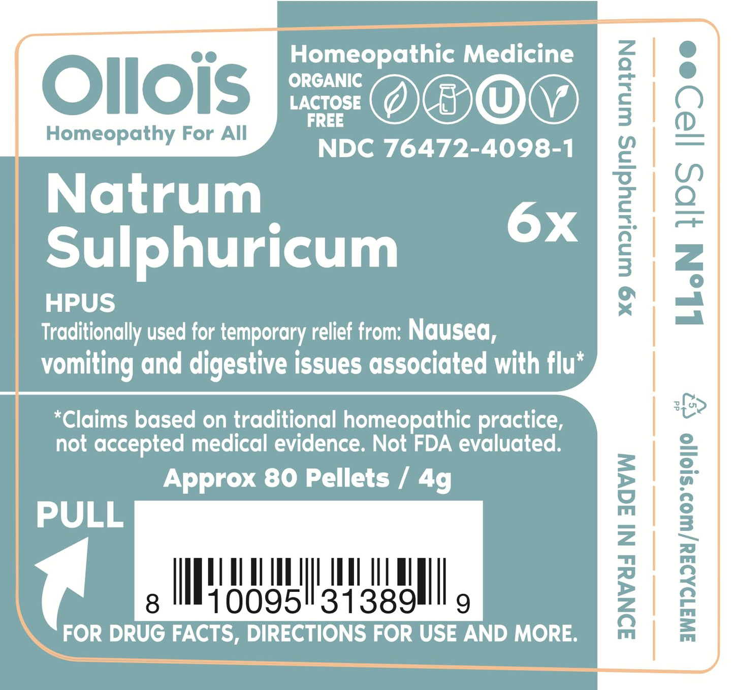 Natrum Sulphuricum 6X | OLLOIS Organic & Vegan Cell Salt # 11 (Pack of 3)
