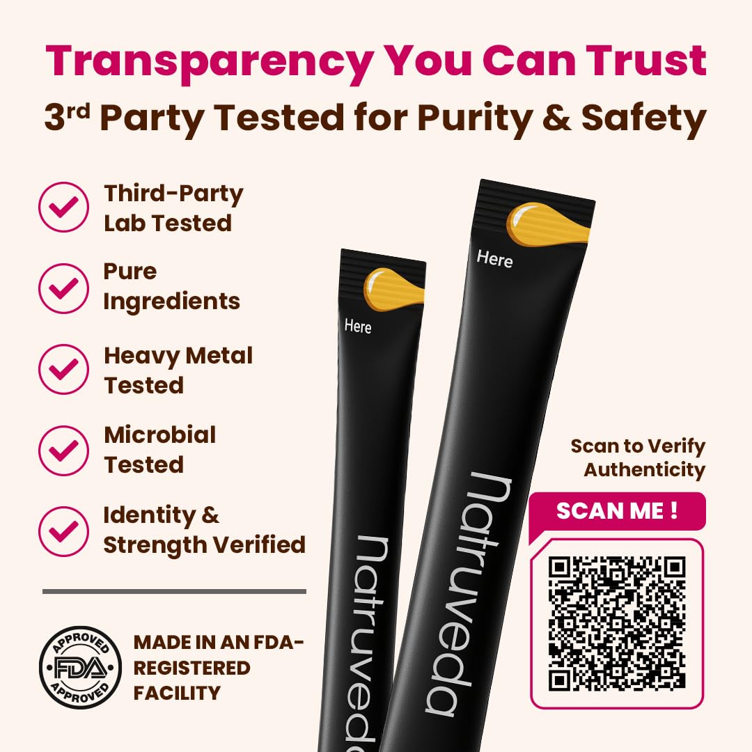 Natruveda Shilajit Honey Sticks for Women – 12 Sticks, Caramel, 300 mg Shilajit Resin + Shatavari & 5 Ayurvedic Herbs | Lab Tested