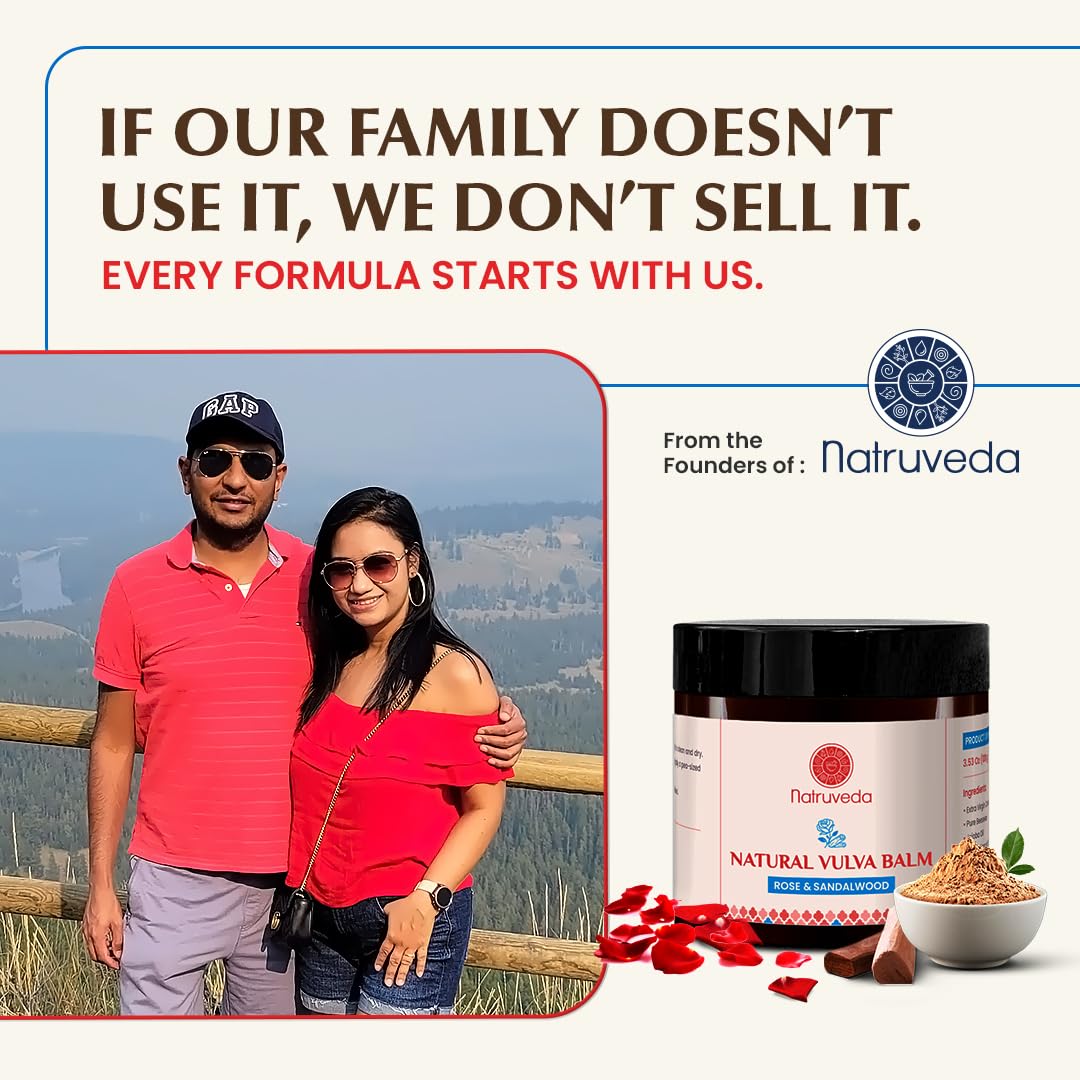 Natruveda Vulva Balm – Rose & Sandalwood | USA-Based Seller | Intimate Moisturizer 3.5 oz