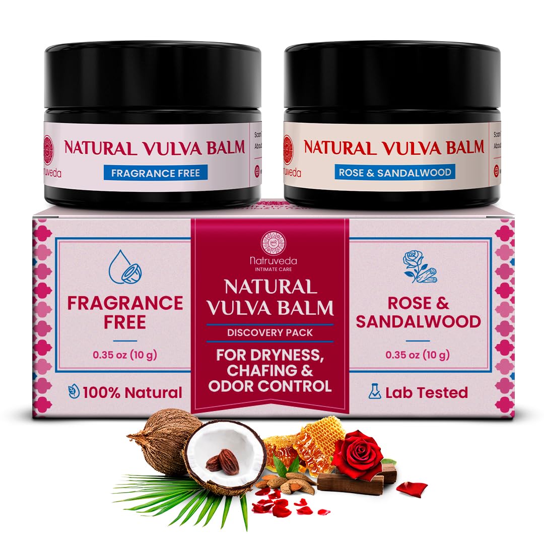 Natruveda Vulva Balm Discovery Pack – Fragrance-Free & Rose Sandalwood (2-Pack) | Gentle Intimate Skincare