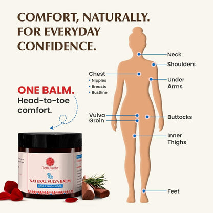 Natruveda Vulva Balm – Rose & Sandalwood | USA-Based Seller | Intimate Moisturizer 3.5 oz
