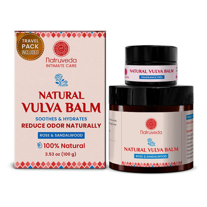Natruveda Vulva Balm – Rose & Sandalwood | USA-Based Seller | Intimate Moisturizer 3.5 oz