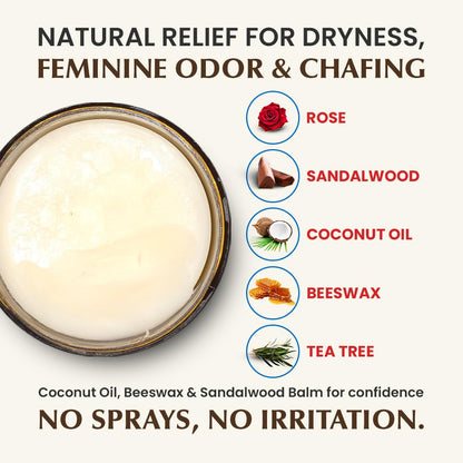 Natruveda Vulva Balm – Rose & Sandalwood | USA-Based Seller | Intimate Moisturizer 3.5 oz