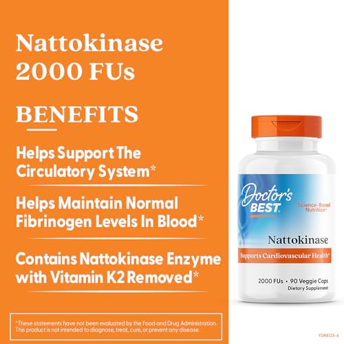 Doctors Best Nattokinase 2000 FU – Vegan, Non-GMO, 90 Veggie Caps