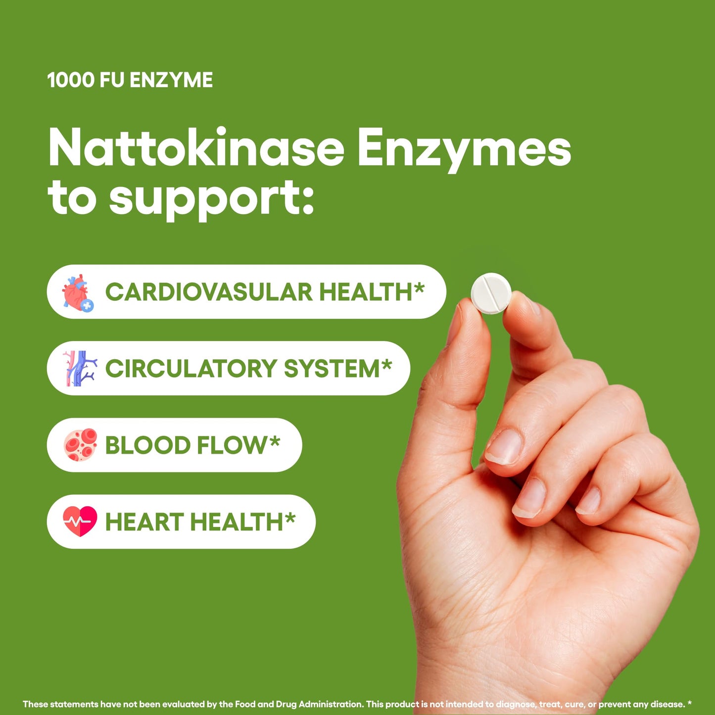 Nattokinase Enzymes Supplement - 240 Tablets, 1000 FU, Gluten Free, Non-GMO, Vegan
