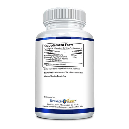 Research Verified Nattokinase 4000 FU – Circulatory Support – BioPerine – No Vitamin K2 – 60 Capsules