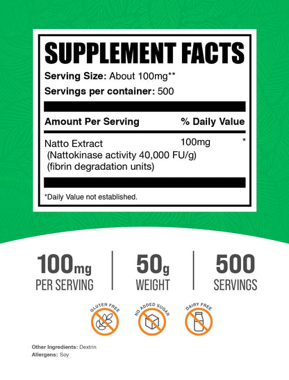 Nattokinase Powder (Natto Powder) 4000 FU | BulkSupplements.com