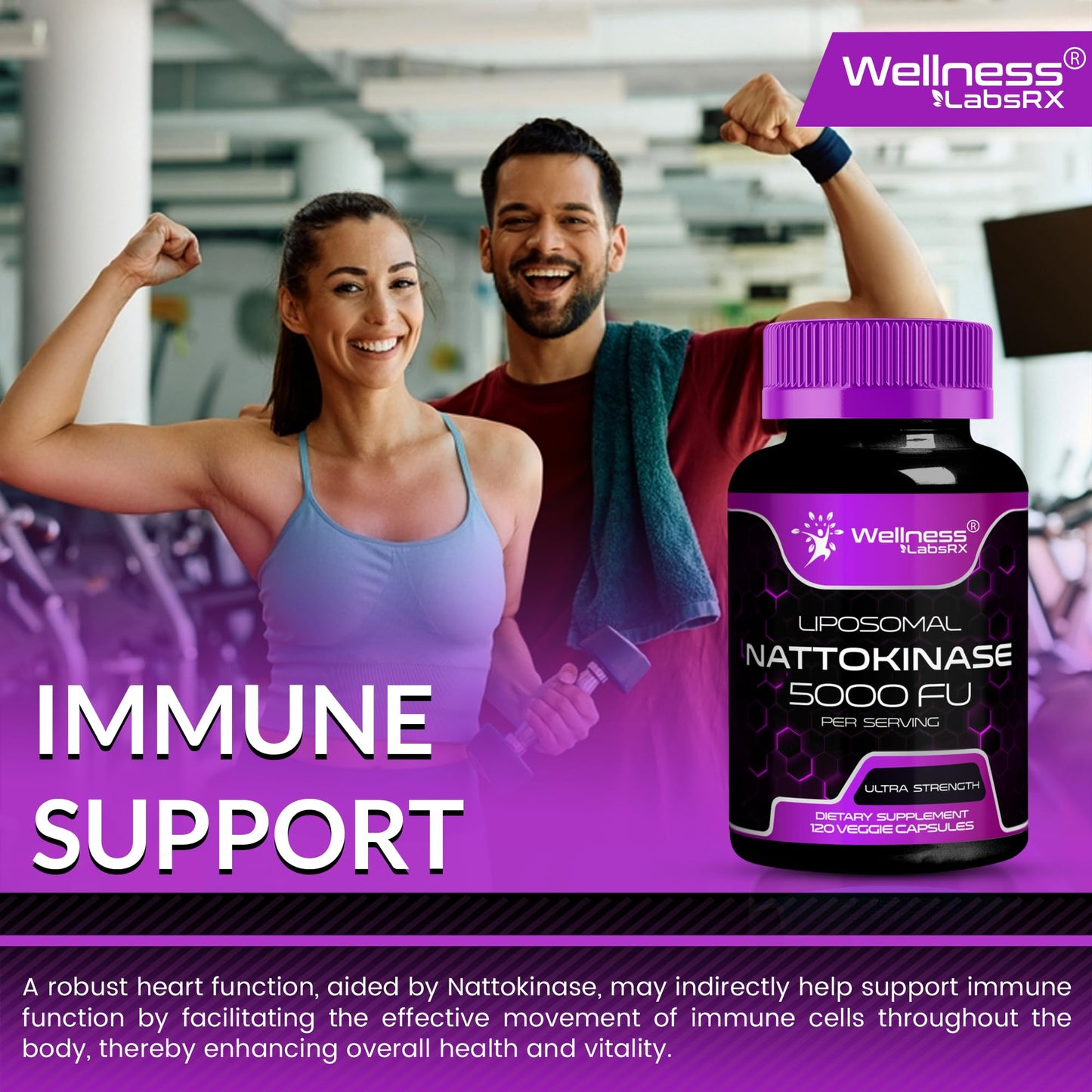 Nattokinase Supplement Capsules 5000 FU – Third-Party Tested Natto Enzymes | Daily Wellness – 120 Count