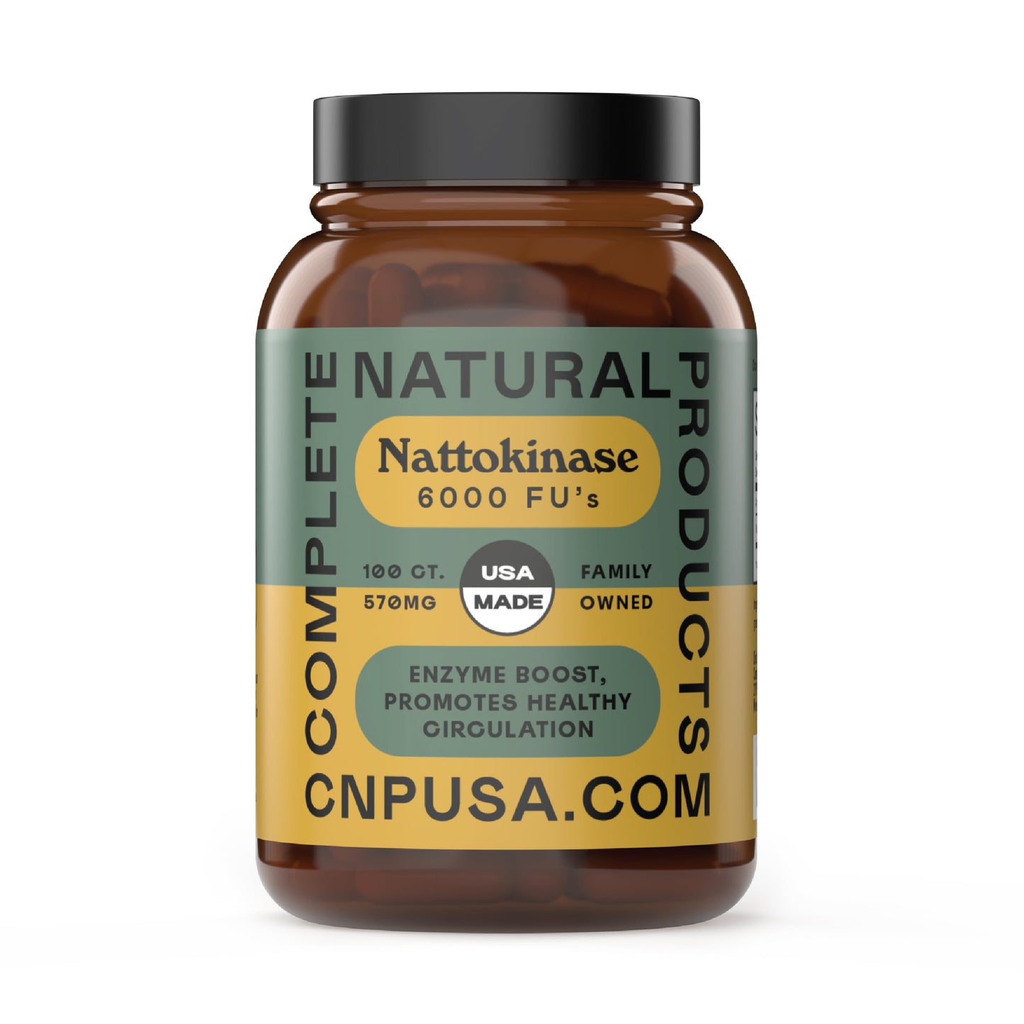 Complete Natural Nattokinase Capsules – 100 Count, 570 mg, 6000 FU, Gluten Free, Vegan, Non-GMO