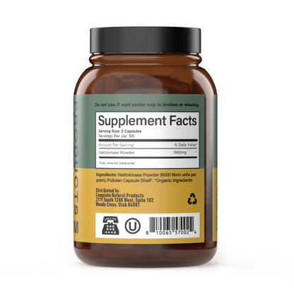 Complete Natural Nattokinase Capsules – 100 Count, 570 mg, 6000 FU, Gluten Free, Vegan, Non-GMO