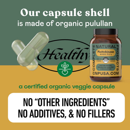 Complete Natural Nattokinase Capsules – 100 Count, 570 mg, 6000 FU, Gluten Free, Vegan, Non-GMO